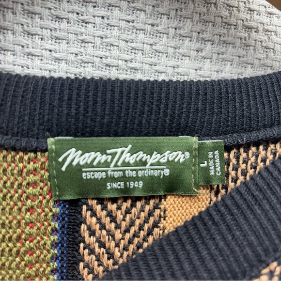 Vtg Norm Thompson Men Sweater L Coogi Style 3D Knit Chunky Textured Multi Color - Picture 5 of 9